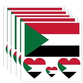 20 PCS Sudan Flag Temporary Tattoo,Sudanese Banner Rectangle Heart Tattoos Decoration Decal, Waterproof Sticker for Party Parade Sport Carnival Classroom