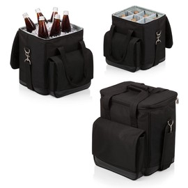LEGACY - a Picnic Time Brand Cellar Insulated Six Bottle Wine Tote, Black,12.5 x 11 x 13 Inches