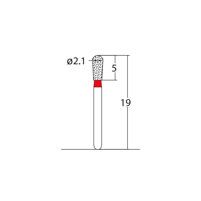 237.21F1, Pear, 2.1 mm Dia, Fine Grit Diamond Bur, 5