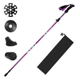 HOVIN Nordic Walking Pole for Women, Aluminium Folding Walking Pole, Telescopic 105-125 cm with Rubber Buffers for Trekking and Hiking
