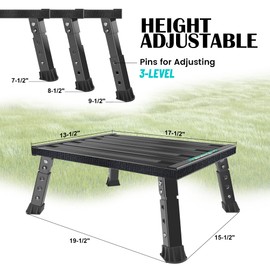 Marudina Large Platform RV Step with Cloth Cover and Anti-Slip Surface, 3-Level Adjustable Height, Light Aluminum Folding Step Stool, Supports Up to 1,000 lb - Ideal for RV and Multi-Use Scenarios