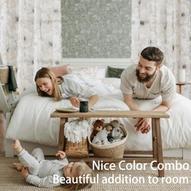 Ravorrato Floral Curtains 63 Inch Length Printed Flower Taupe Sheer Curtains for Bedroom Rod Pocket Light Filtering Curtains Semi Sheer Window Drapes 2 Panels