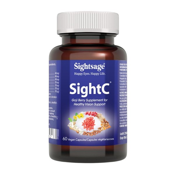 SIGHTSAGE Eye Vitamins - Pills Health Supplement - for Dry Eyes, Myopia, Astigmatism and Glaucoma - Vegan, Lutein, Omega 3, Zinc, Vitamin C - 60 Capsules - Gluten Free - Goji Berries - Support Vision