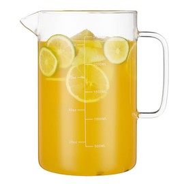 Glass Water Pitcher with Scale Line, Dinner Table Pitcher, Large Serving Carafe for Water, Juice, Sangria, Lemonade, and Milk, Clear Glass Beverage Pitcher (Clear, 85 oz)