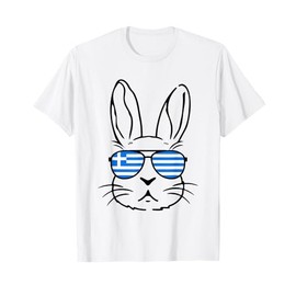 Greek Easter 2025 Greece Flag Bunny Funny Greek Easter Kids T-Shirt