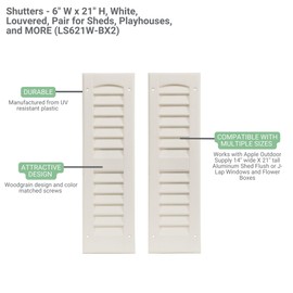 Shed Shutters Louvered 6" W x 21" Redwood for Sheds, Playhouses, and Chicken Coops 1 Pair (LS621R-BX2)