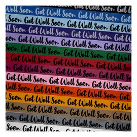 Get Well Soon Cursive Script Satin Ribbon for Bows Gift Wrapping DIY Craft Projects - 3 Yards - Green Ribbon/Black Printing - 1 Inch Width