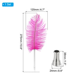 PATIKIL Feather Ballpoint Pen, 0.5mm Fluffy Vintage Ink Quill Pen Refined Plated Rod Quill Pen with Stand Holder for Calligraphy Writing Signature Guest Wedding Gift, Rose Red