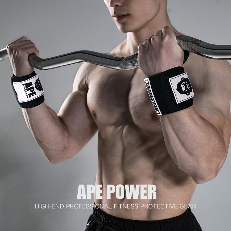 Power Ape Weight Lifting Wrist Wraps Muscle Building Performance Fitness