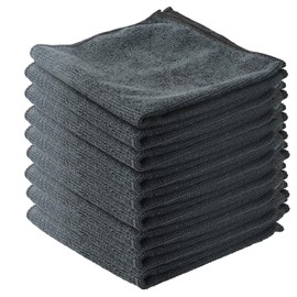 Shengxi Microfibre Cleaning Cloth, 8 Pieces, All-Purpose Microfibre Cloths, Streak-Free Cleaning Cloths, Size 30 x 30 cm (Black)
