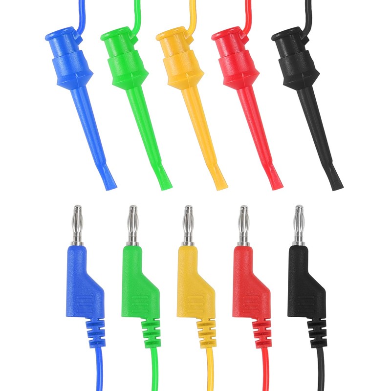 5Pcs Banana Plug to Test Hook Wire Test Lead 4mm