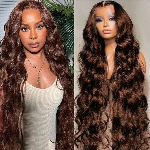 22inch Chocolate Brown Lace Front Wig 13x6 HD Body Wave