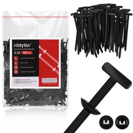 Hiitytin 50pcs Nylon Universal Cable Tie Buckle, Heavy Duty Nylon Cable Ties Zip Ties Rivet for Car Fender Bumper Trunk, Self-Locking Zip Tie Clips with Pin & Button