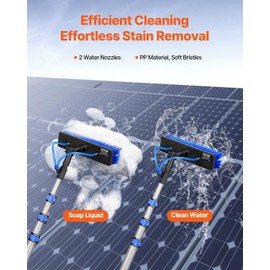 VEVOR Water Fed Pole Kit, 12FT Solar Panel Cleaning Pole with Extendable Handle, 180° Rotatable Brush Head & 65.6FT Hose, Household & Outdoor Window Cleaner Tool for Caravan Solar Panel Deck