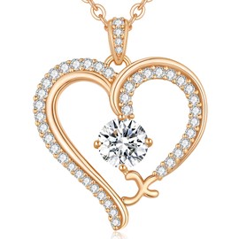 CDE Initial Necklaces for Women, Rose Gold X Letter Heart Pendant Jewelry Gifts for Wife Mom Girlfriend Lady Her