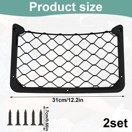 2 Pcs Storage Nets for Campervans - Elastic Cargo Net for Van with Plastic Frame, Campervan Storage Ideas for Motorhome, Boat, Caravan, Car, Interior Organizer Pocket for Phone, Toiletry (30×20cm)