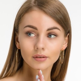 Sterling Silver Hoop Earrings Gold Silver Large Hoop Earrings For Women 14K Real Gold Plated Big Thin Hoop Earrings Hypoallergenic Circle Endless Hoop Earrings 20/30/40/50/60/90mm for women