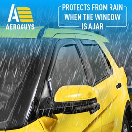 Extra Durable Window Deflectors in-Channel Window Visors Rain Guards Fit for Ford Explorer 2011-2019, Sun Visors, Wind Vent Visors, Window Vent Shades, Exterior Car Accessories - 4 pcs. AG0039