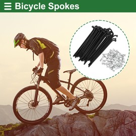 Motoforti Universal Bicycle Spokes Bike Wheel Spokes 14G 80mm Length Carbon Steel Black 1 Set