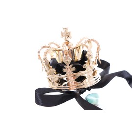 C-42-4 Black Rose Gold Mini Crown Princess Headdress Hair Clip Gothic Lolita