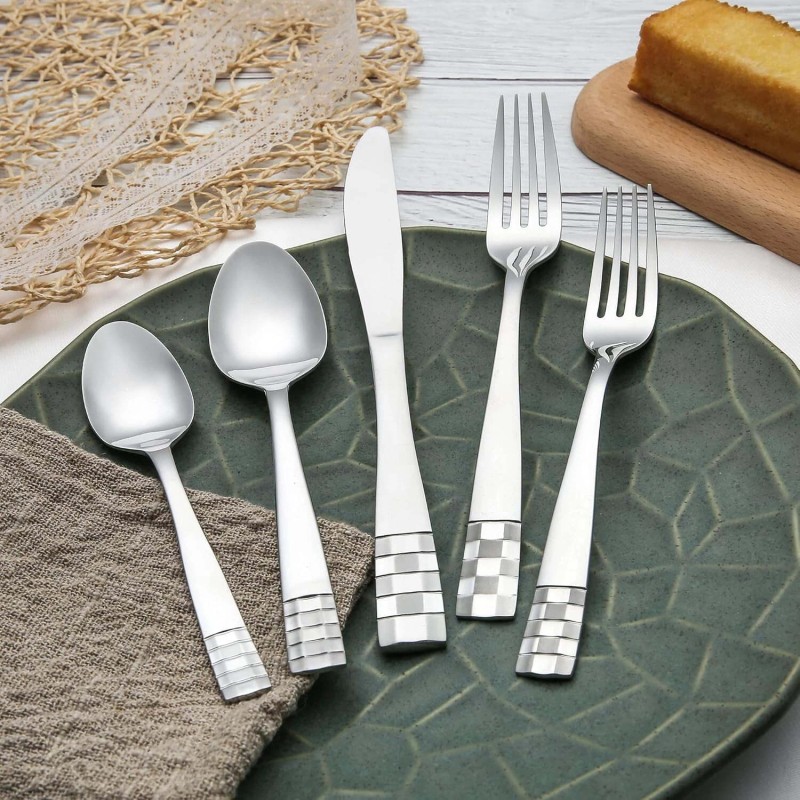 20-piece flatware set, serves 4, stainless steel silverware set