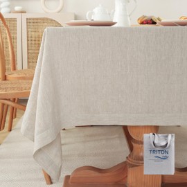 TRITON LINEN 100% Pure Linen Tablecloths 60x120Inches,Rectangle Table Cloth for Dining,Picnic,Weddings and Restaurants,Durable Stonewashed Tablecloths (Re-Natural Linen, Rectangle - 60 x 120 Inch)