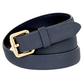 Skinny Women's Snakeskin Embossed Leather Casual Dress Fashion Belt (Navy, Medium)