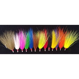 6 Open Eye Dressed Bucktail Teaser Flies Hooks Sea Bass Fluke Plugs Rigs Purple 5/0