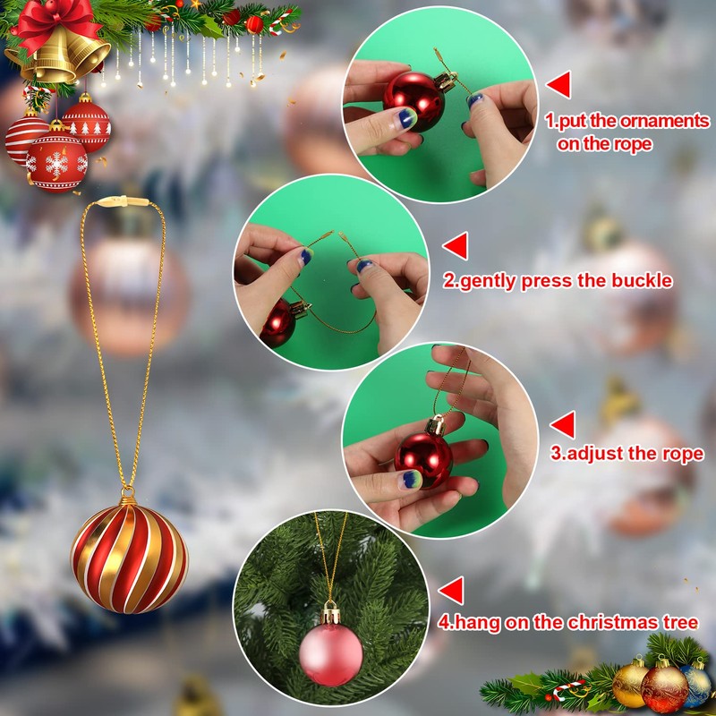 200pcs Christmas Ornament Hanger String, Metallic Cord Tinsel Rope Ornament