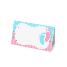 50 Baby Shower Name Place Cards (Pack of 50) 8cm by 4cm Table Name Place Cards for Parties Weddings Party Decoration (Pink & Blue)
