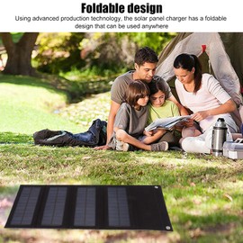 40W Solar Panel Charging Bag, Foldable Monocrystalline Solar Panel Charger with USB Interface for Laptop Outdoor Camping Hiking Emergency Charging (Black)