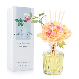 L'odeur Vill Reed Diffuser, 8.5 Oz(250ml) Fresh Linen Bathroom Diffuser with 10 Sticks, Scented Diffuser Home Fragrance Essential Oil Reed Diffuser Set for Home Large Rooms Bathroom Shelf Decor