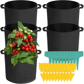 Voarge Pack of 5 Plant Bags Potatoes, Plant Bags with Felt Fabric Handles, Plant Grow Bag for Tomatoes, Strawberries, Peppers, Carrots, Flowers (12 Litres - (D25 x H22.5))