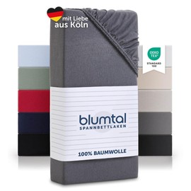 Blumtal Basics Jersey Fitted Sheet 90 x 200 cm – Oeko-Tex Certified, 100% Cotton, up to 25 cm Mattress Height, Grey