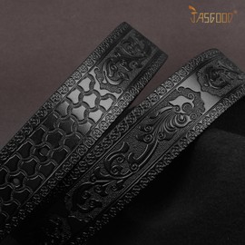 JASGOOD Western Leather Belt for Men Embossed Cowboy Cowgirl Leather Belt for Jeans Pants with Longhorn Bull Buckle