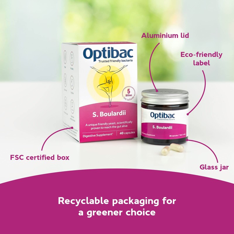 Optibac Probiotics Saccharomyces Boulardii - Vegan Scientifically Proven Digestive Probiotic