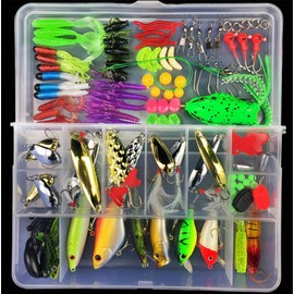 Fishing Bait Mixed 106 Pieces Fishing Lure Set - Spinner Fishing Lure Fishing Accessories Kit Set with Storage Box Blinker Fishing Lure Crankbaits Topwater Swimming Bait for Pike Trout Zander Perch