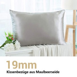 ZIMASILK 100% Silk Pillowcase for Hair and Skin – Double-Sided 19 Momme Silk 1 Piece, silver-grey, 40x80cm