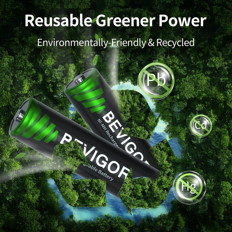 BEVIGOR 16 Sets AA AAA Rechargeable Batteries, High Capacity 8-Pack