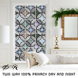 DKTIE Static Cling Decorative Window Film with Installation Tools Non Adhesive Privacy Film Stained Glass Window Film for Bathroom Shower Door Heat Cotrol Anti UV 17.7 x 118.1 Inch