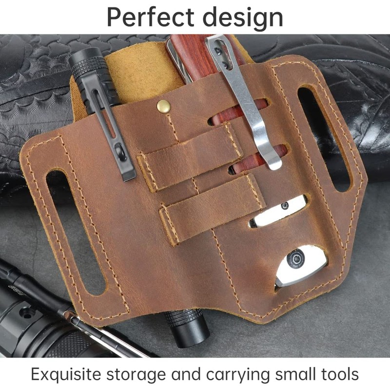 SSDH Tactical Tool Belt Multifunctional Leather Tool Belt Key Flashlight