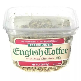 TRADER JOE'S ENGLISH TOFFEE WITH MILK CHOCOLATE, NET 8 OZ "KOSHER"