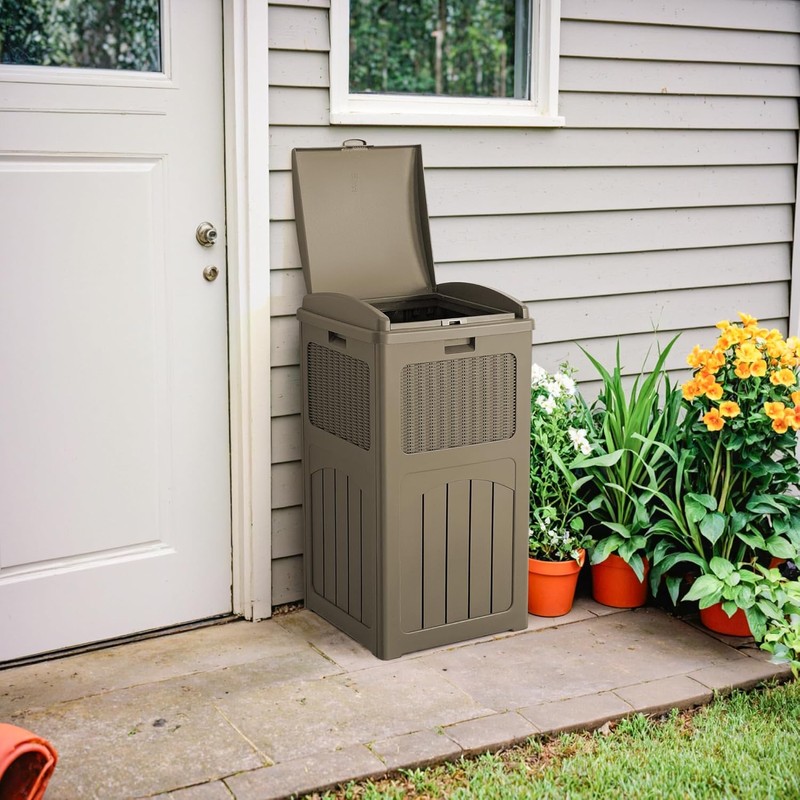 Devoko 33 Gallon Outdoor Trash Can, Hideaway Garbage Bins with