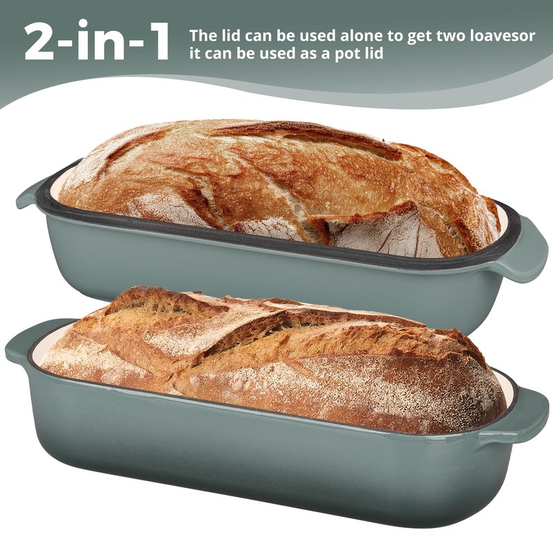 EDGING CASTING Enameled Cast Iron Loaf Pan with Lid, Bread
