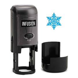 Infusion Round Teacher Stamp, Holiday, 3/4'' Self-Inking Rubber Stamp - Snowflake - Sky Blue Ink