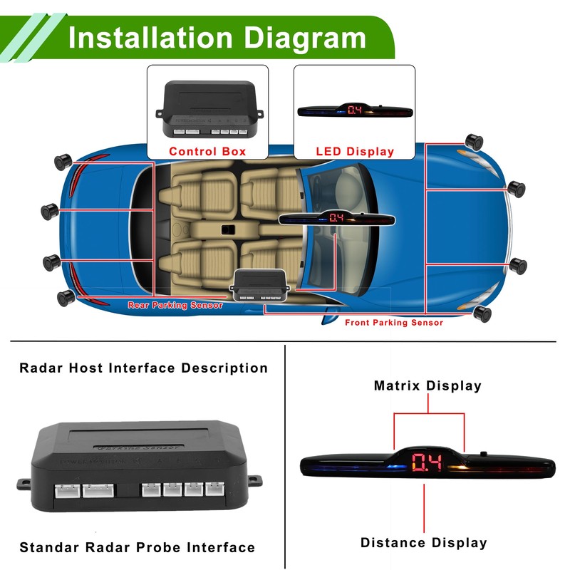 X AUTOHAUX Universal Car Auto Reverse Backup Radar System Distance
