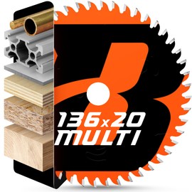 BAUBECK 136 x 20 Saw Blade, Multi Material Fine Cut, 136 x 20 Circular Saw Blade for Wood, Aluminium, Metal and More, 136 x 20 mm Saw Blade Compatible with Bosch GKM and More