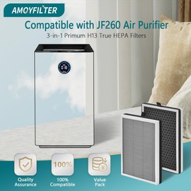 AMOYFILTER 4 Pcs JF260 Replacement Filter Compatible with Jafanda JF260 Air Pur-ifiers, H13 Ture HEPA Air Filter for Home, Honeycomb Activated Carbon for Smoke, Dust, Odors