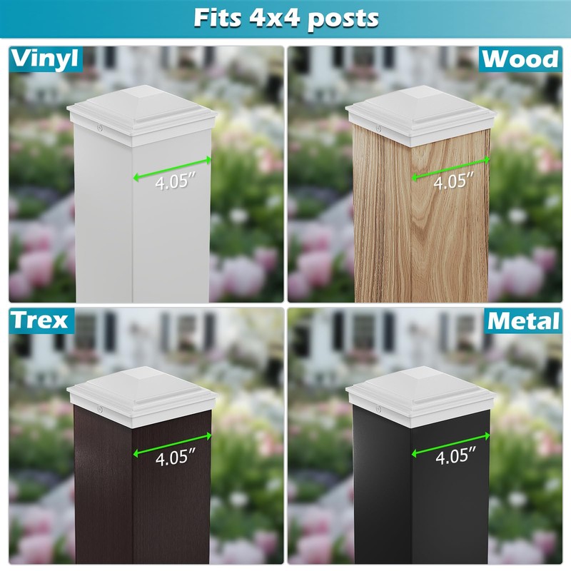 SIEDiNLAR 4x4 Post Caps White 12 Pack, Deck Post Covers