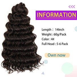 Ocean Wave Crochet Hair 14Inch 8 Packs Deep Wave Crochet Hair Curly Braiding Hair Synthetic Wet and Wavy Crochet hair For Black Women 4#